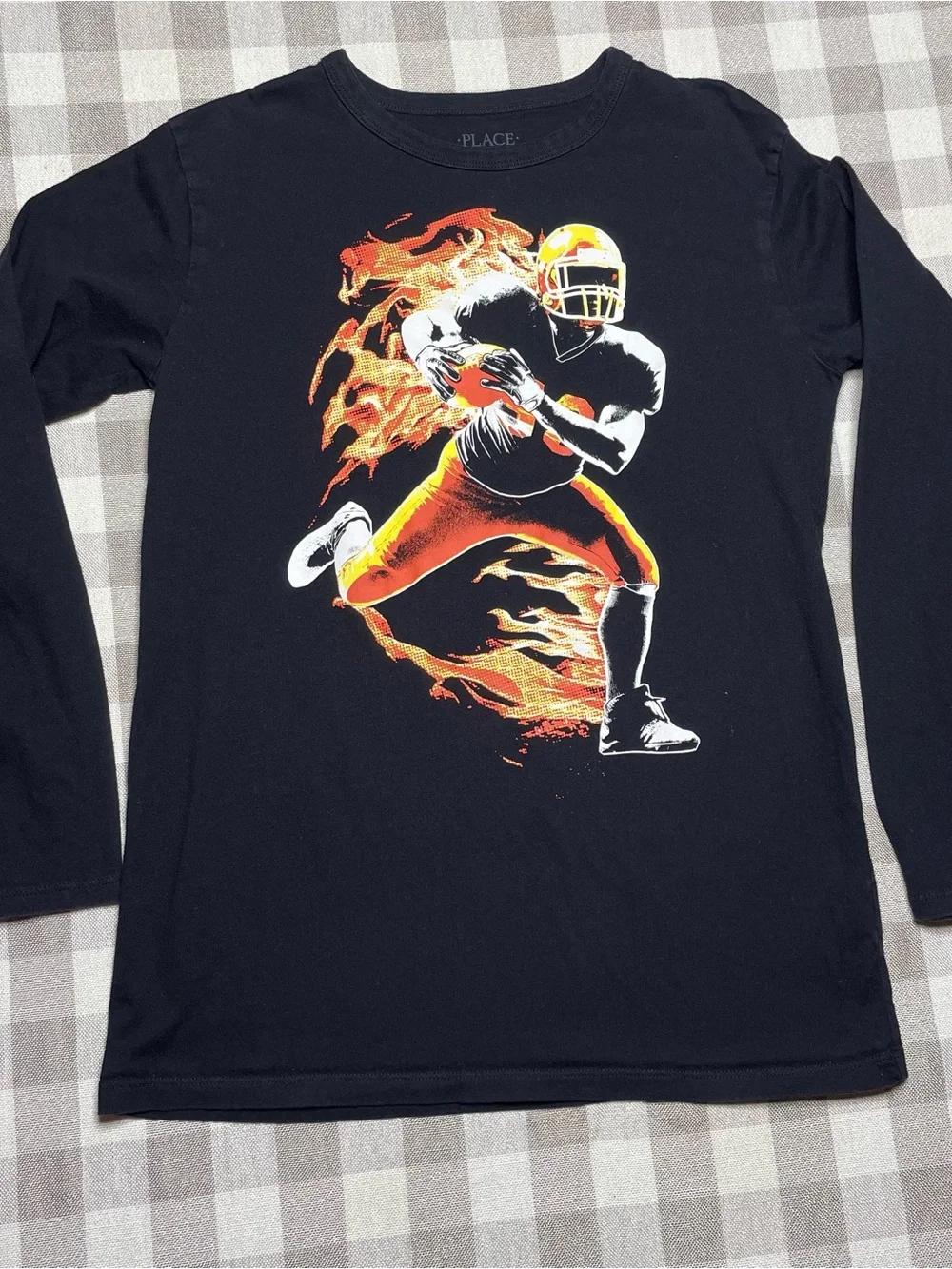 Black Long-Sleeve Football Graphic Tee